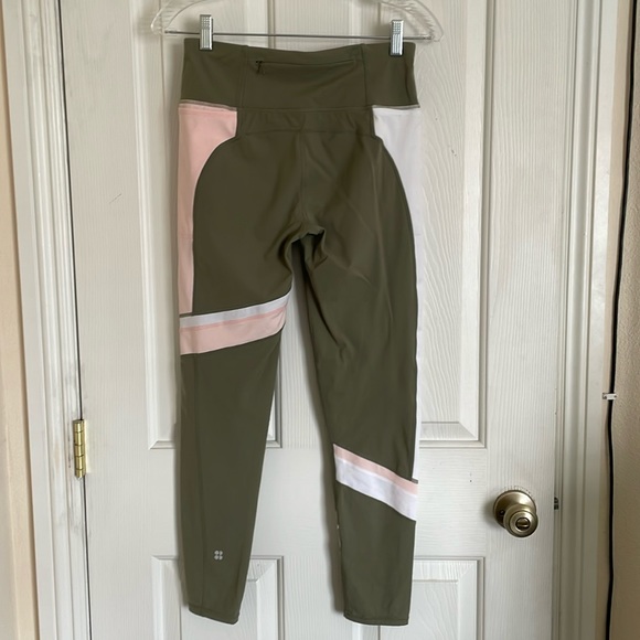 Sweaty Betty Power color block moss green workout full lenght leggings size S - Picture 3 of 9